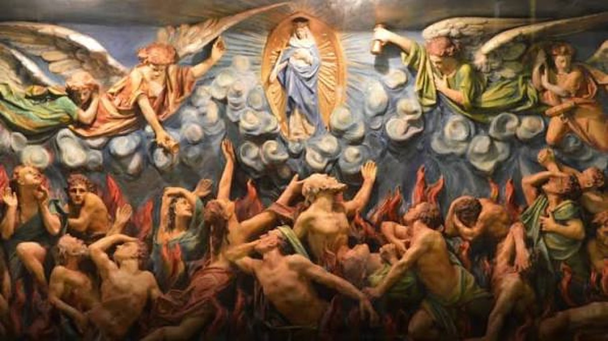 La Vierge Marie et les anges délivrant les âmes du Purgatoire